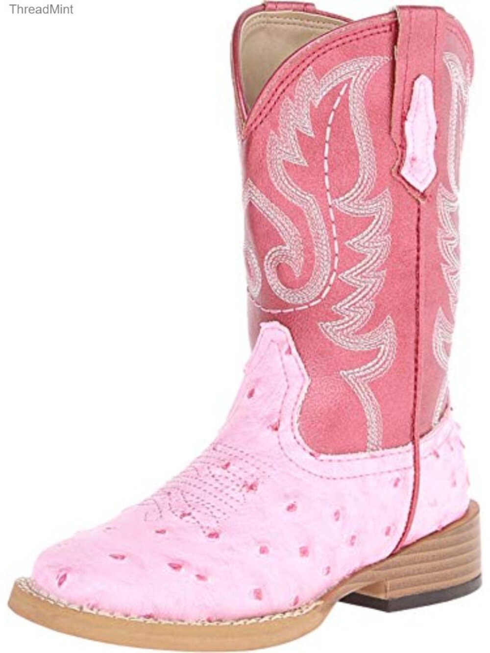 Faux Leather Infant Boys Cowboy Boots Pull On Square Toe